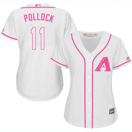 Women's Majestic Arizona Diamondbacks #11 A. J. Pollock Replica White Fashion MLB Jersey