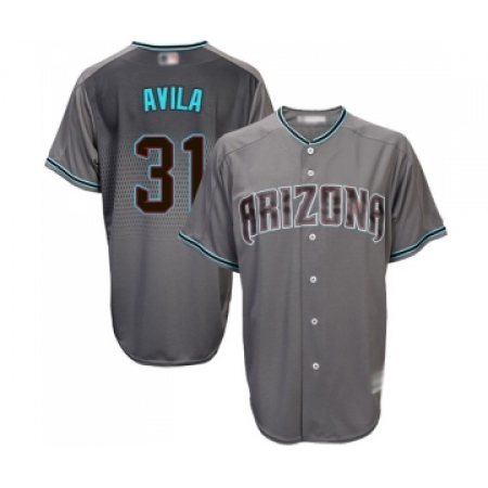 Men's Arizona Diamondbacks #31 Alex Avila Replica Gray Turquoise Cool Base Baseball Jersey