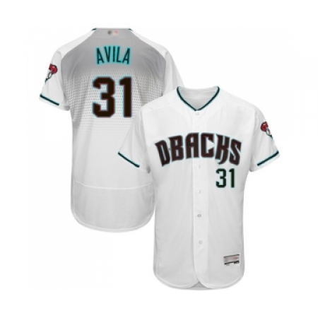Men's Arizona Diamondbacks #31 Alex Avila White Teal Alternate Authentic Collection Flex Base Baseball Jersey