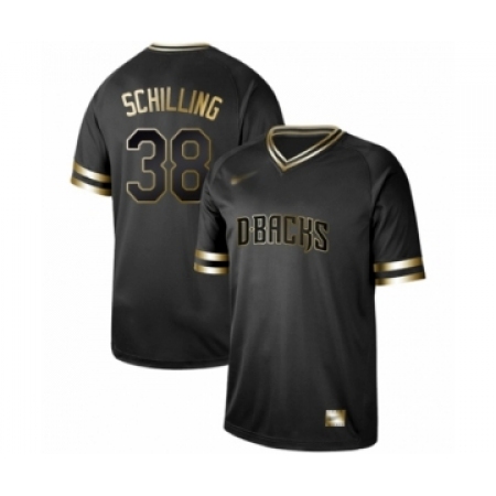 Men's Arizona Diamondbacks #38 Curt Schilling Authentic Black Gold Fashion Baseball Jersey