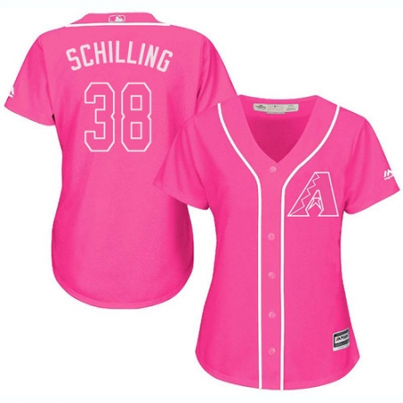 Women's Majestic Arizona Diamondbacks #38 Curt Schilling Authentic Pink Fashion MLB Jersey