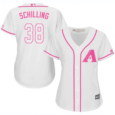 Women's Majestic Arizona Diamondbacks #38 Curt Schilling Authentic White Fashion MLB Jersey