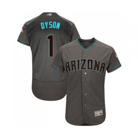 Men's Arizona Diamondbacks #1 Jarrod Dyson Gray Teal Alternate Authentic Collection Flex Base Baseball Jersey
