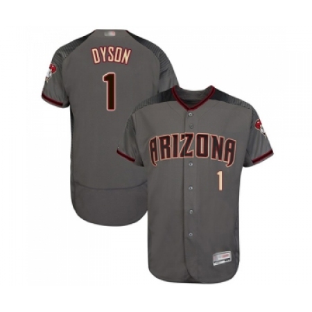 Men's Arizona Diamondbacks #1 Jarrod Dyson Grey Road Authentic Collection Flex Base Baseball Jersey