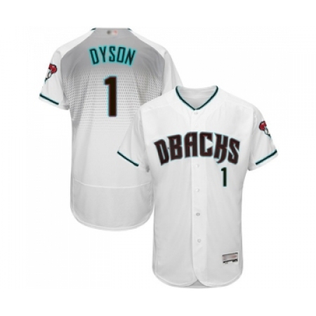 Men's Arizona Diamondbacks #1 Jarrod Dyson White Teal Alternate Authentic Collection Flex Base Baseball Jersey