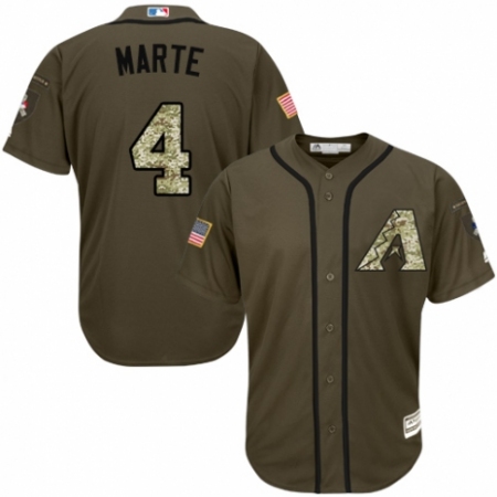 Men's Majestic Arizona Diamondbacks #4 Ketel Marte Authentic Green Salute to Service MLB Jersey