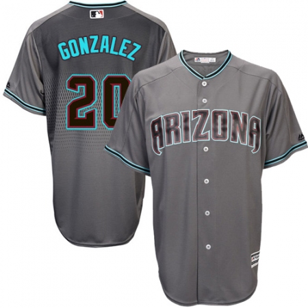Men's Majestic Arizona Diamondbacks #20 Luis Gonzalez Replica Gray/Turquoise Cool Base MLB Jersey