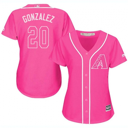Women's Majestic Arizona Diamondbacks #20 Luis Gonzalez Authentic Pink Fashion MLB Jersey