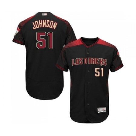 Men's Arizona Diamondbacks #51 Randy Johnson Black Alternate Authentic Collection Flex Base Baseball Jersey