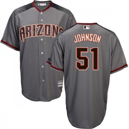 Men's Majestic Arizona Diamondbacks #51 Randy Johnson Authentic Grey Road Cool Base MLB Jersey