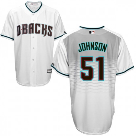 Men's Majestic Arizona Diamondbacks #51 Randy Johnson Authentic White/Capri Cool Base MLB Jersey