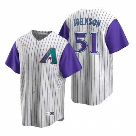 Men's Nike Arizona Diamondbacks #51 Randy Johnson Cream Purple Cooperstown Collection Alternate Stitched Baseball Jersey