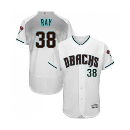 Men's Arizona Diamondbacks #38 Robbie Ray White Teal Alternate Authentic Collection Flex Base Baseball Jersey