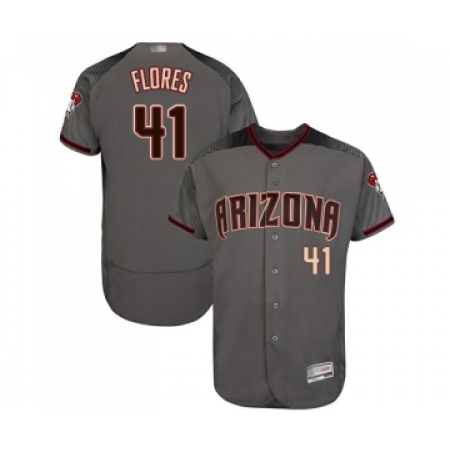 Men's Arizona Diamondbacks #41 Wilmer Flores Grey Road Authentic Collection Flex Base Baseball Jersey