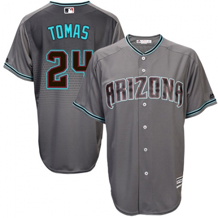 Men's Majestic Arizona Diamondbacks #24 Yasmany Tomas Replica Gray/Turquoise Cool Base MLB Jersey
