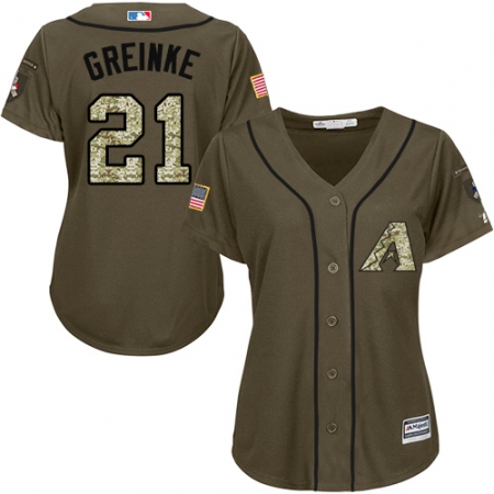 Women's Majestic Arizona Diamondbacks #21 Zack Greinke Authentic Green Salute to Service MLB Jersey