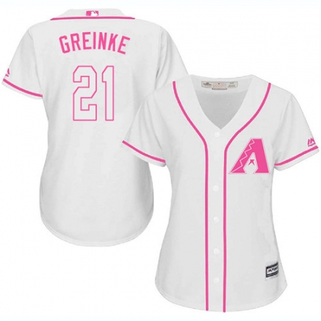Women's Majestic Arizona Diamondbacks #21 Zack Greinke Replica White Fashion MLB Jersey